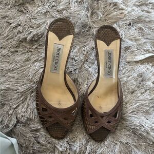 Jimmy choo reptile vintage slides open toe sandals heels pep toe heels mules y2k